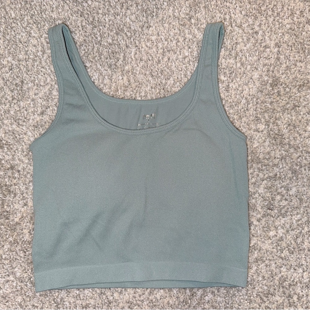 Women’s Pro-Fit Teal Ribbed‎ Seamless Cropped Tank